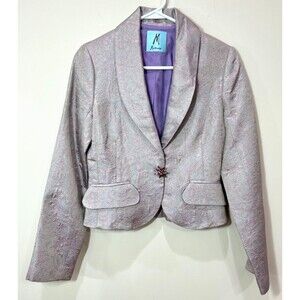 VTG Marciano GUESS Purple Jacquard Print Blazer Jacket 0 Brocade Y2K Career 90s